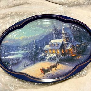 Thomas kinkade  2005 “Sunday Evening Sleigh Ride” Metal Serving Tray
